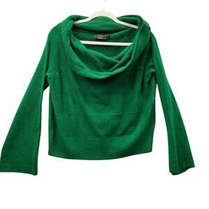 Vici Women's Loftin Off-Shoulder Sweater Size Medium Green Wool blend